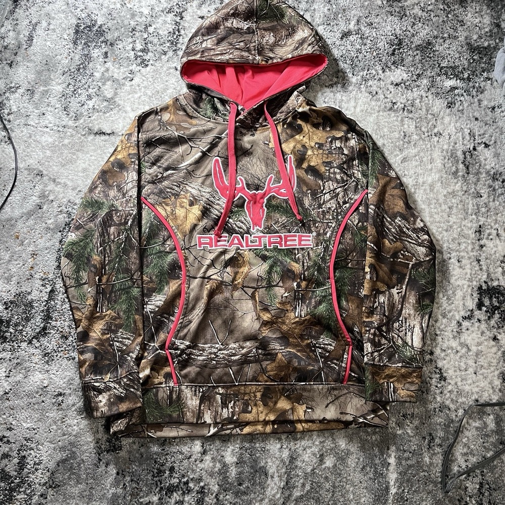 Realtree Women's Medium Camo Hoodie Pullover‎ Long Sleeve Pinkish